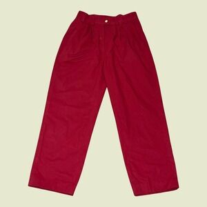 Vintage 80s MONDI West Germany Red High Waisted Pleated Trousers Womens 38 25x25